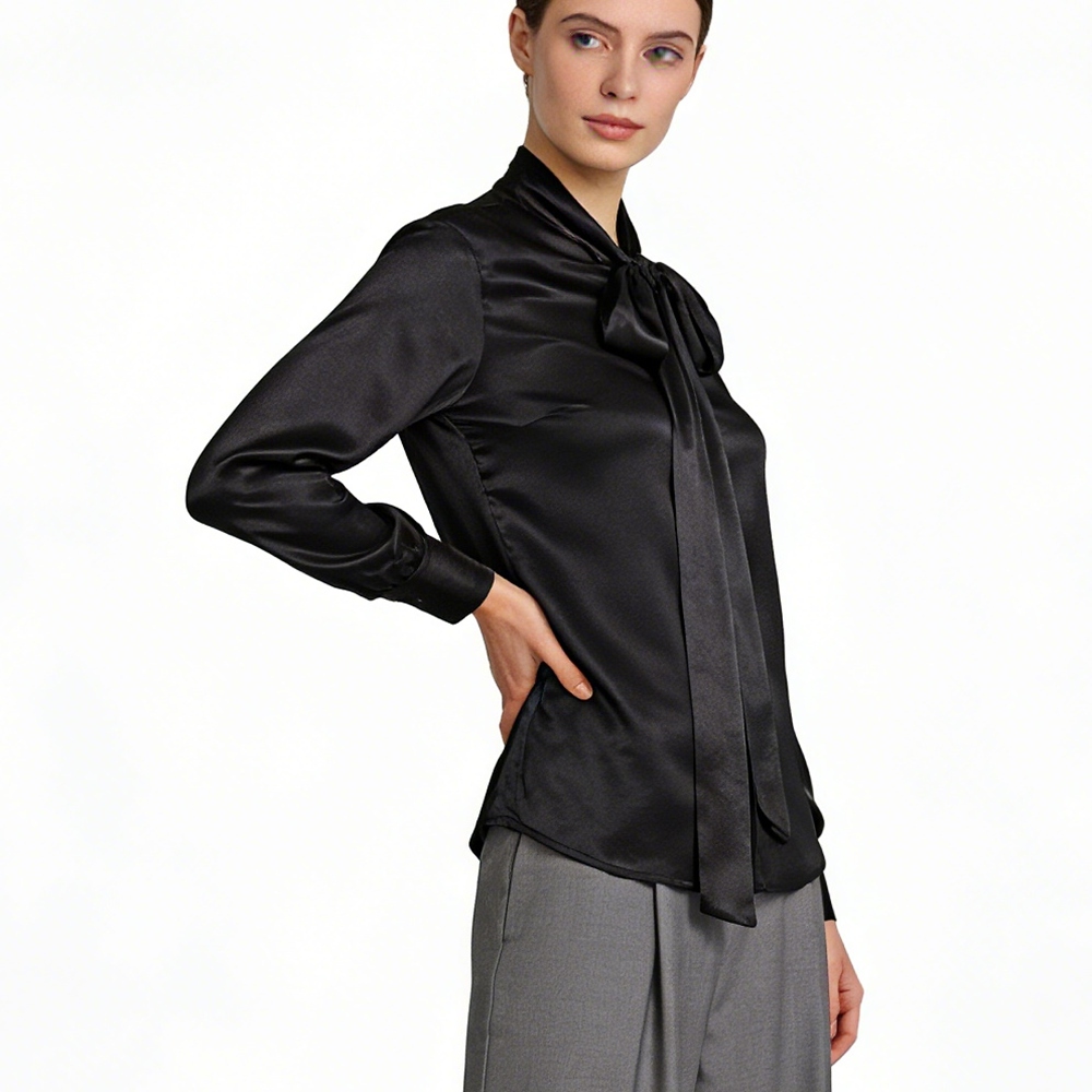 Women's Silk Tie Neck Blouse