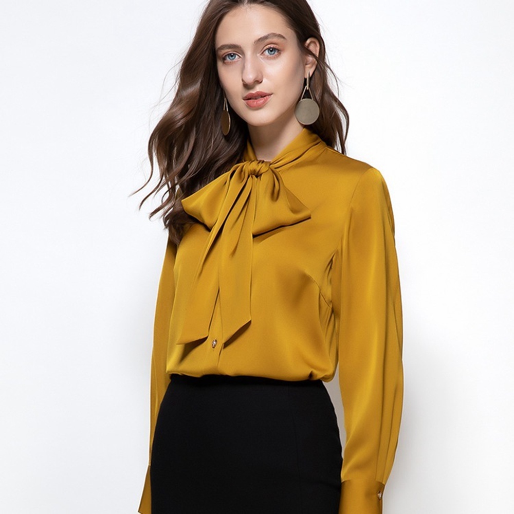 Women's Silk Tie Neck Blouse