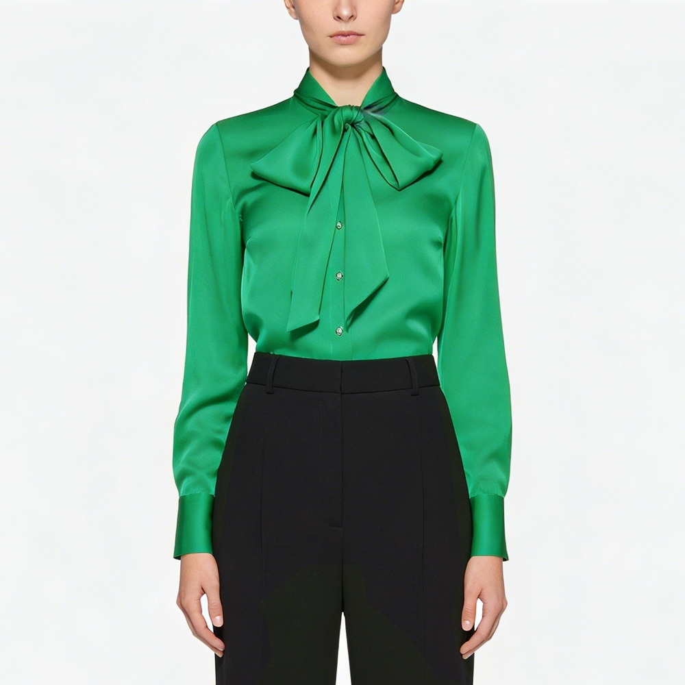 Women's Silk Tie Neck Blouse