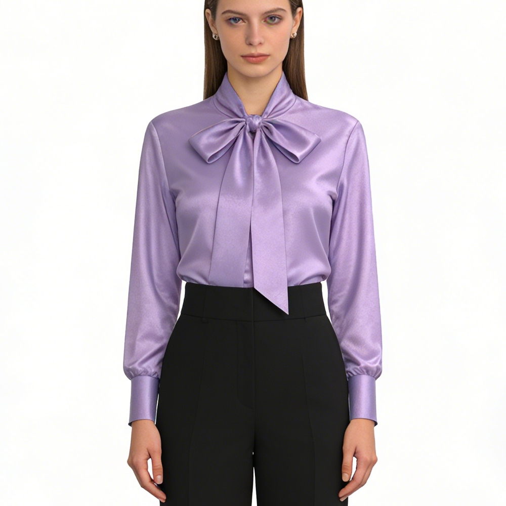 Women's Silk Tie Neck Blouse