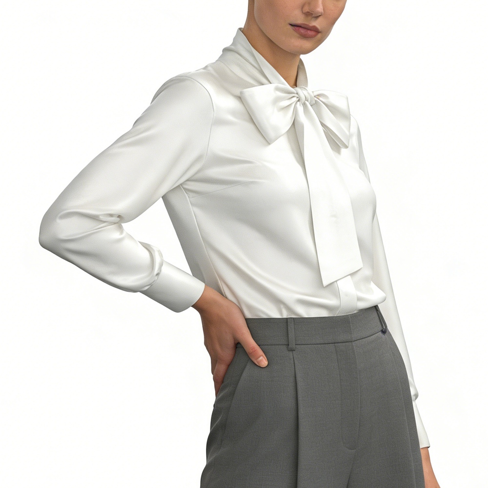 Women's Silk Tie Neck Blouse