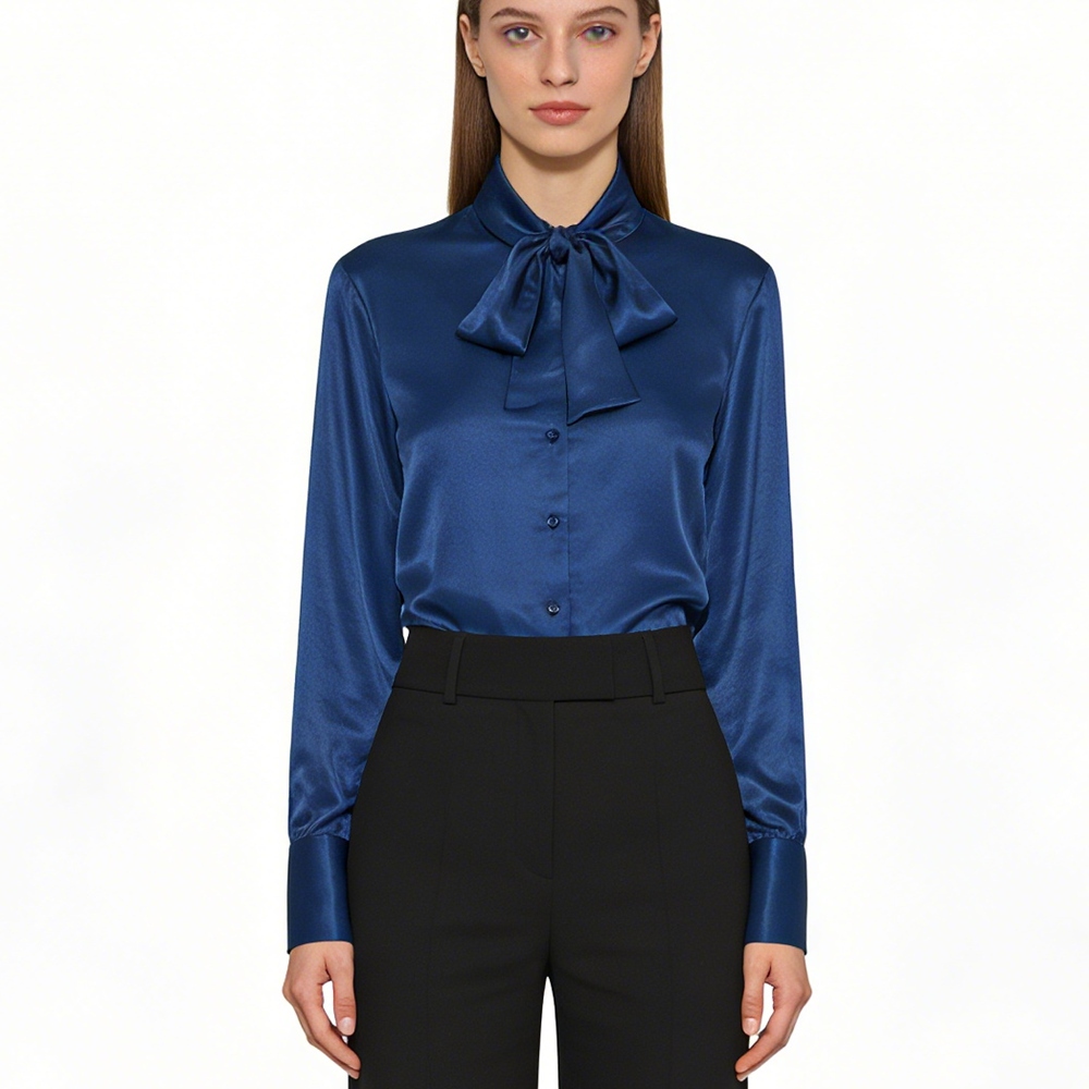 Women's Silk Tie Neck Blouse