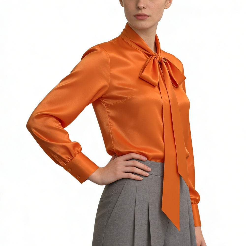 Women's Silk Tie Neck Blouse