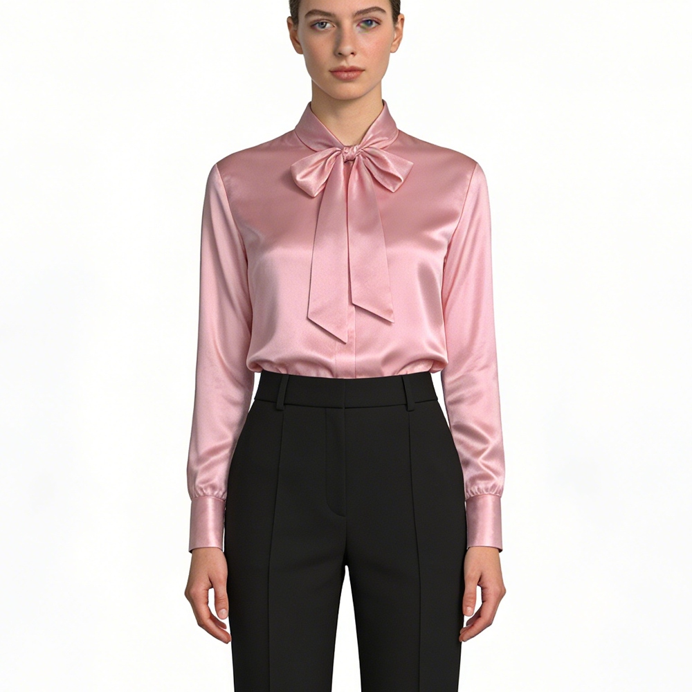Women's Silk Tie Neck Blouse