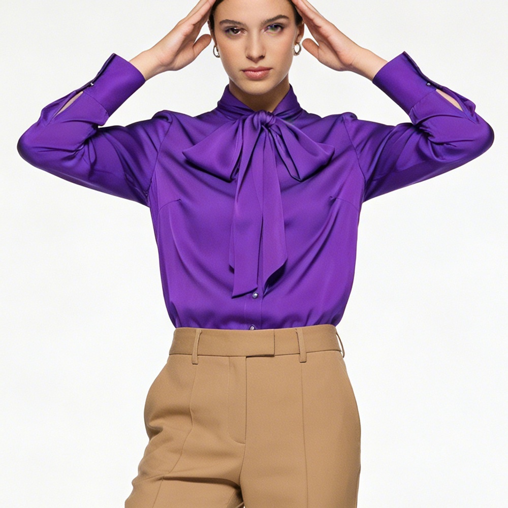 Women's Silk Tie Neck Blouse