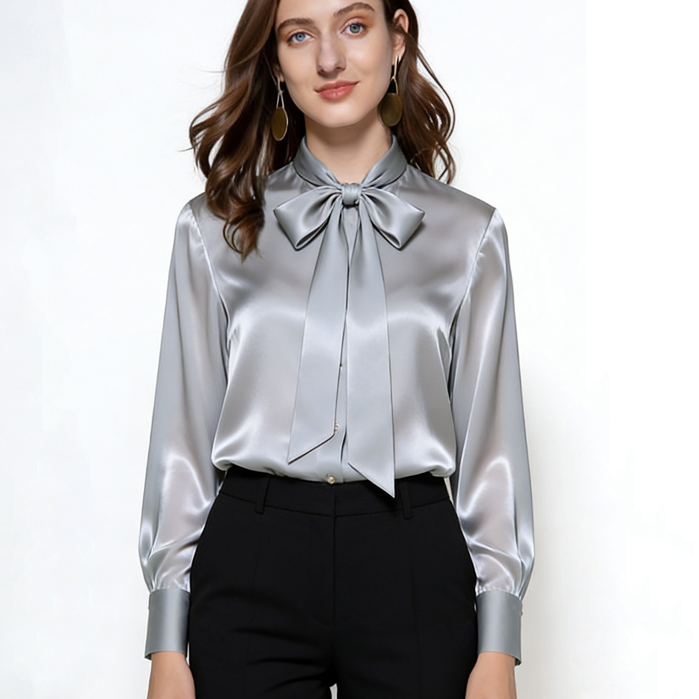Women's Silk Tie Neck Blouse