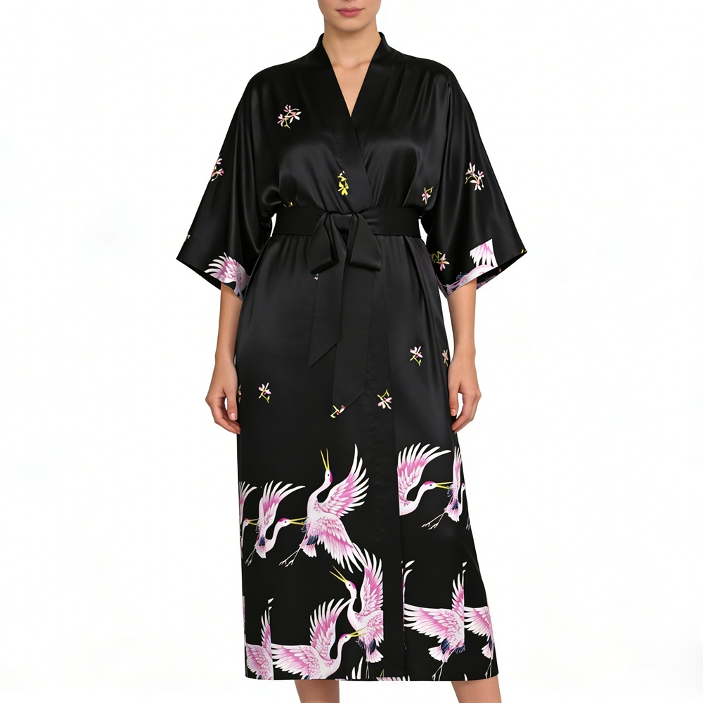 Women's Silk Crane Kimono