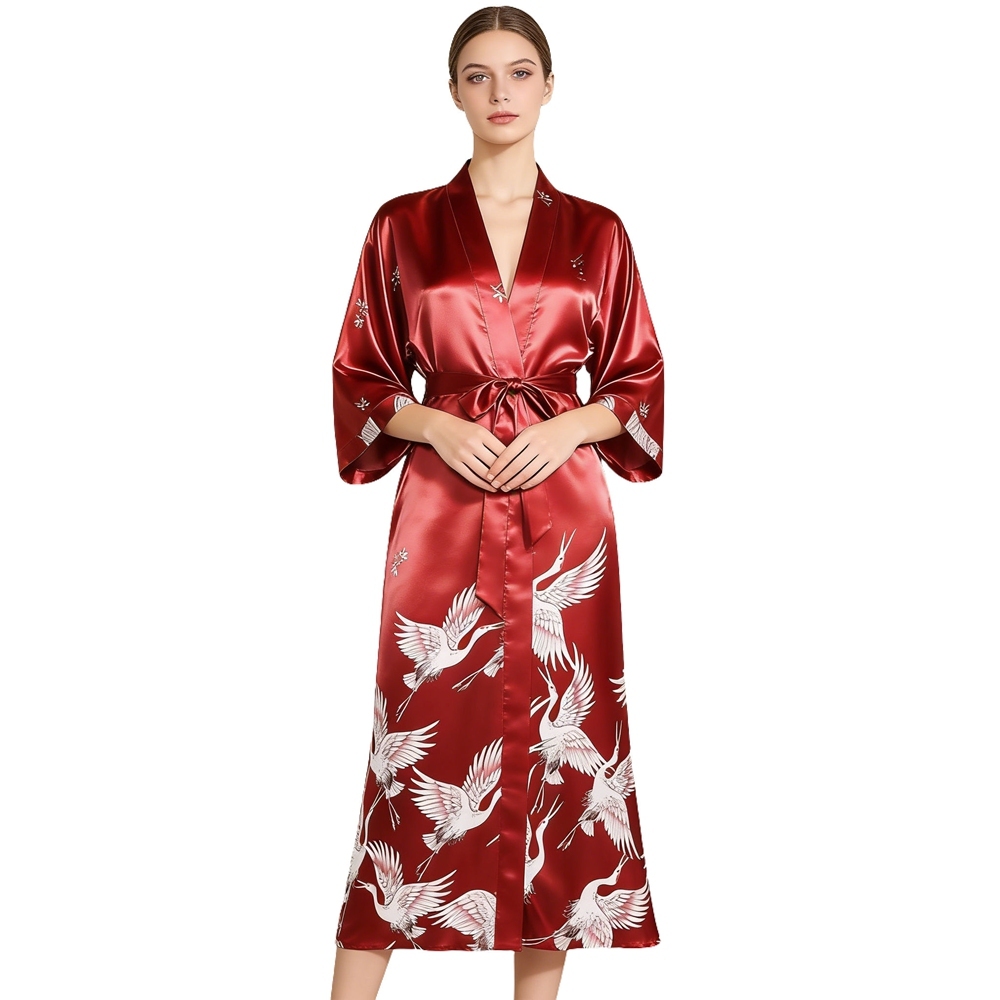 Women's Silk Crane Kimono