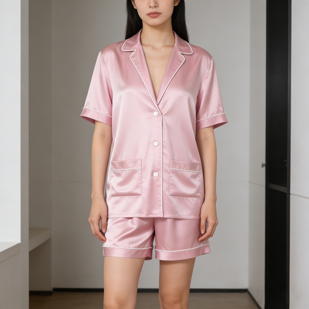 Women's Deep V Neck Silk Pajamas