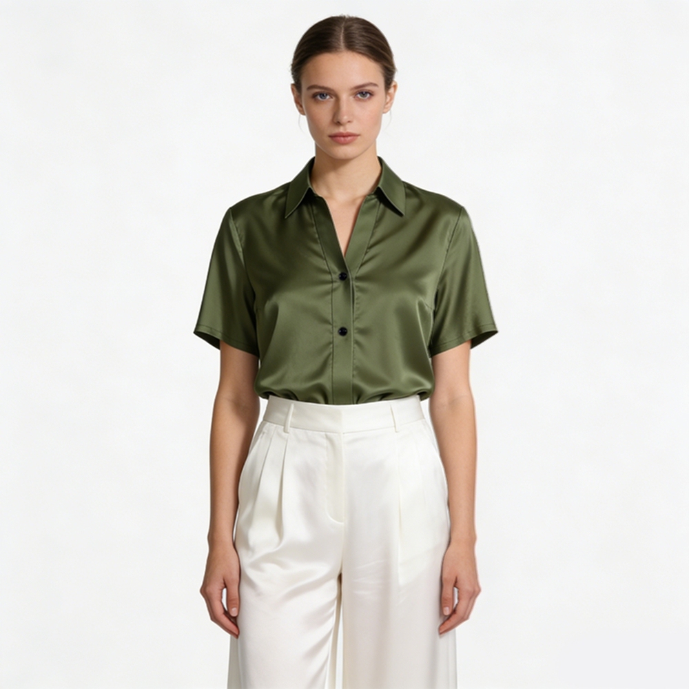 Silk V Neck Shirt