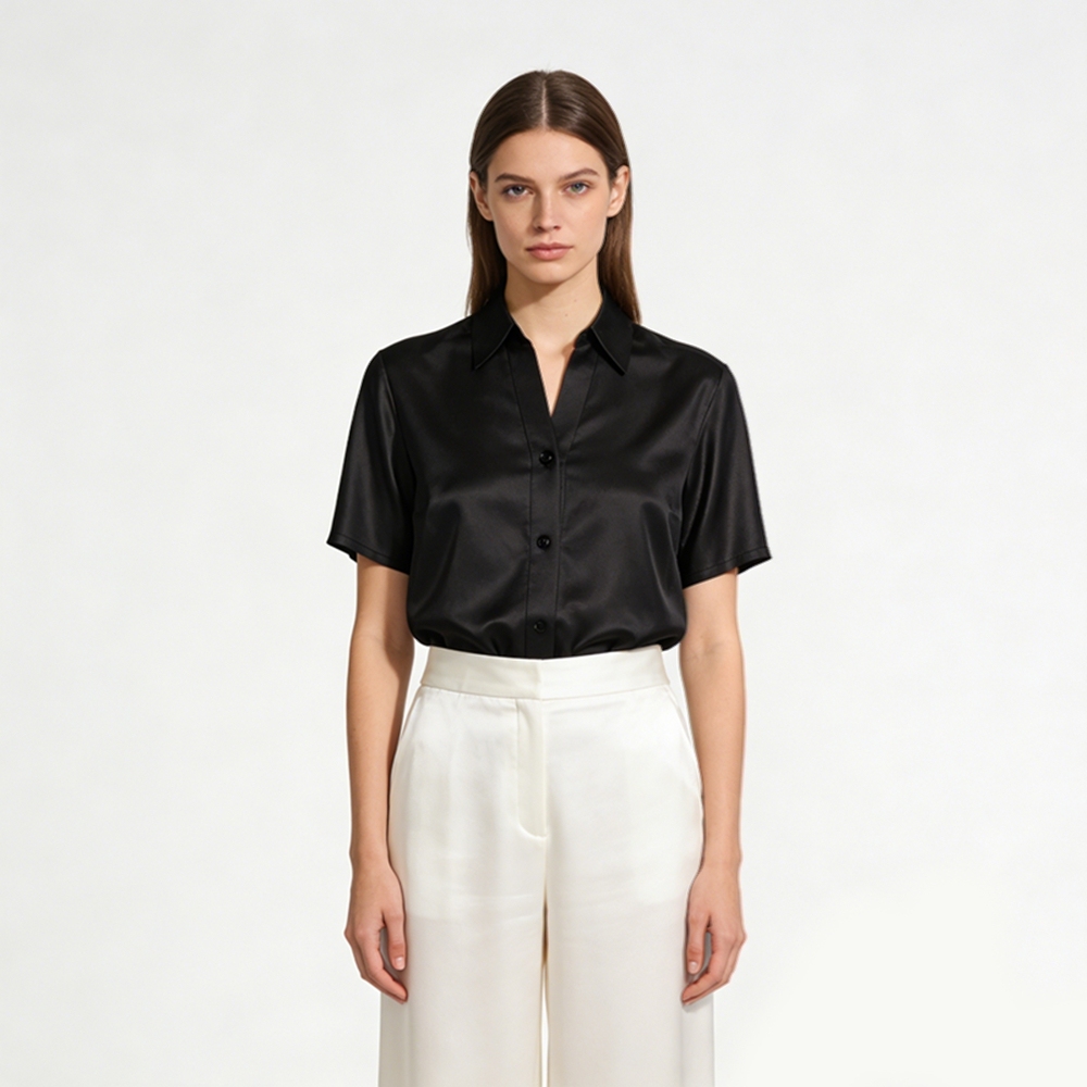 Silk V Neck Shirt