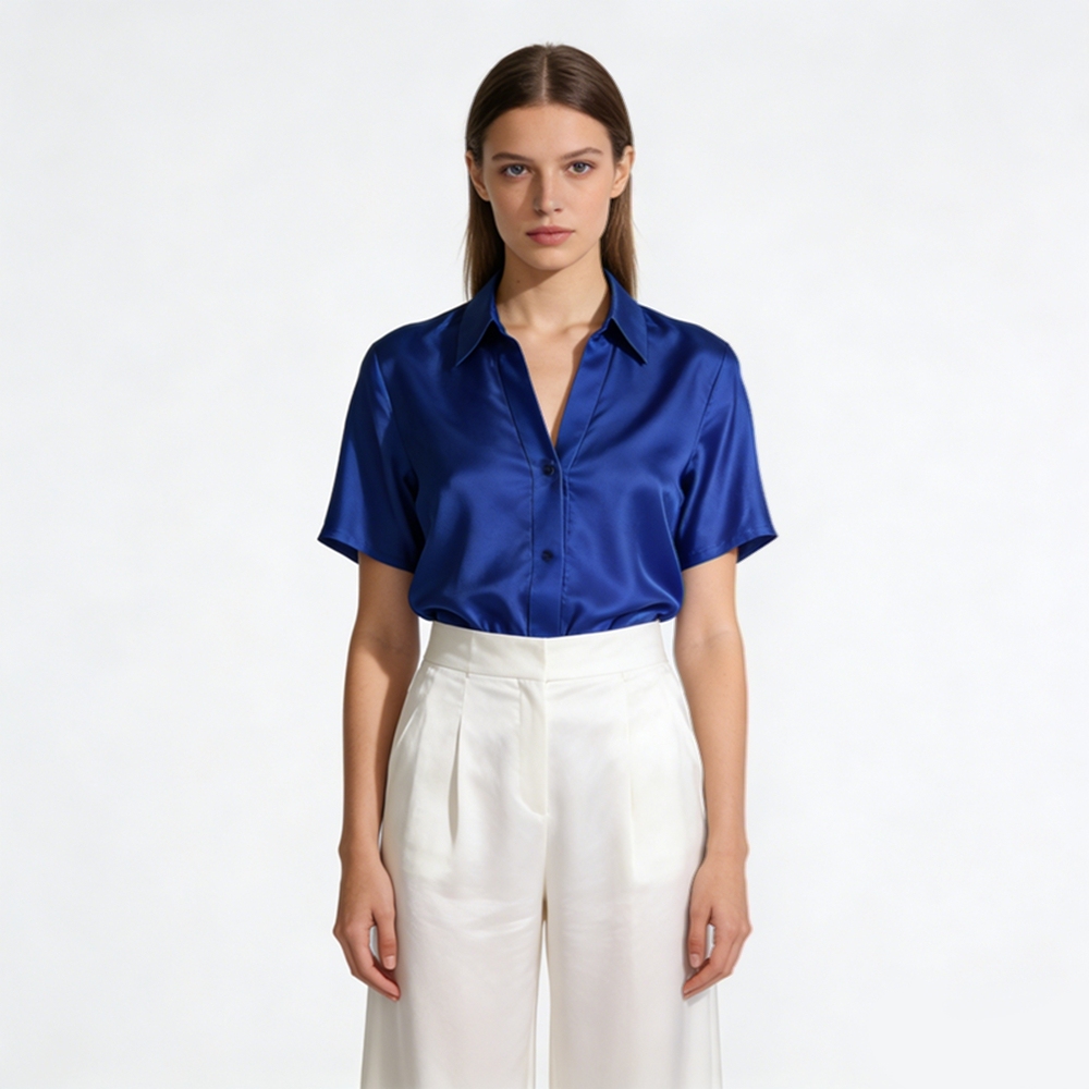 Silk V Neck Shirt