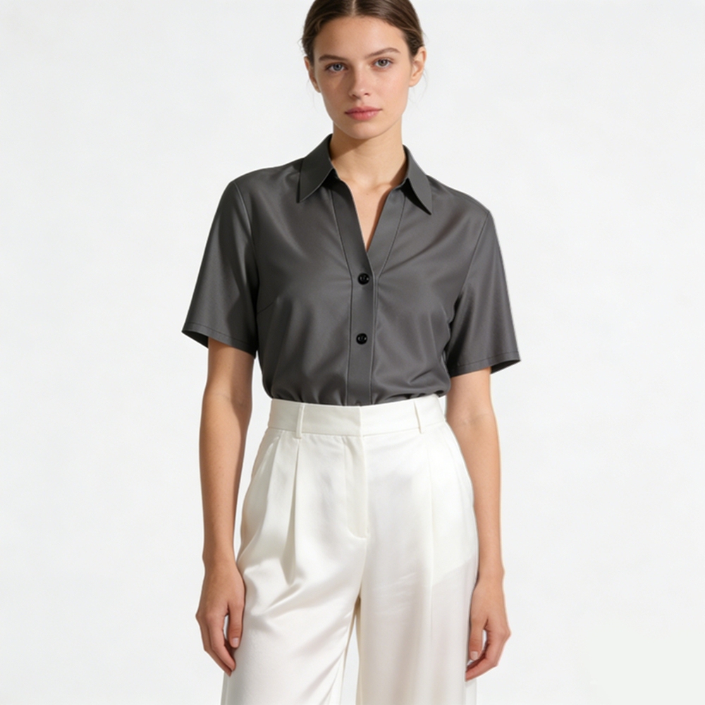 Silk V Neck Shirt