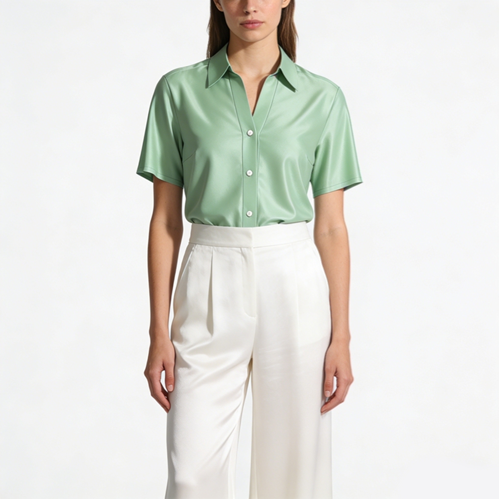 Silk V Neck Shirt