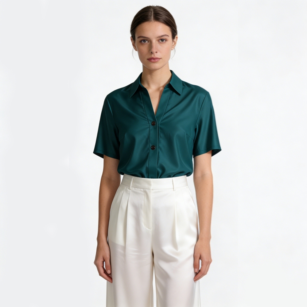Silk V Neck Shirt