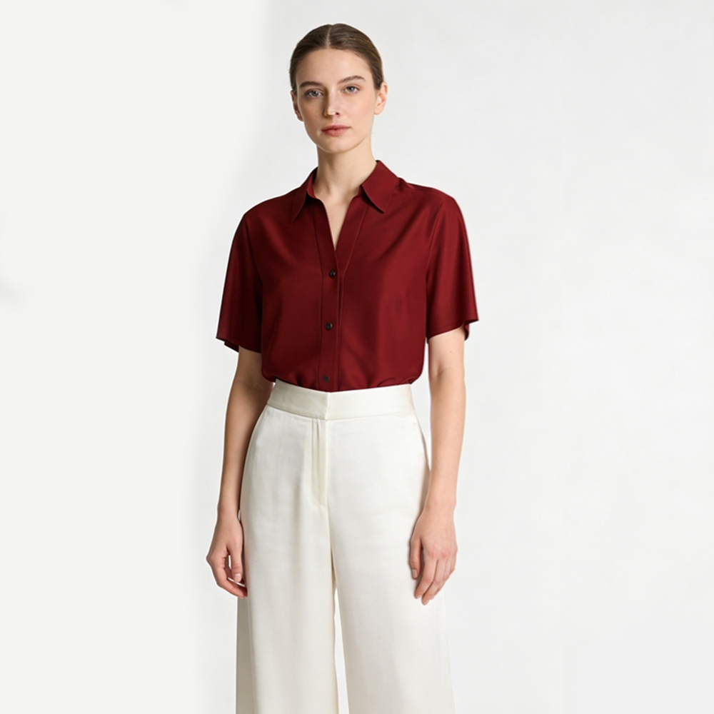 Silk V Neck Shirt