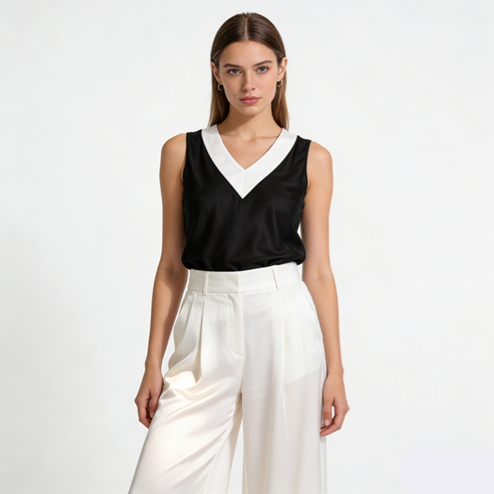 Silk V Neck Tank Tops