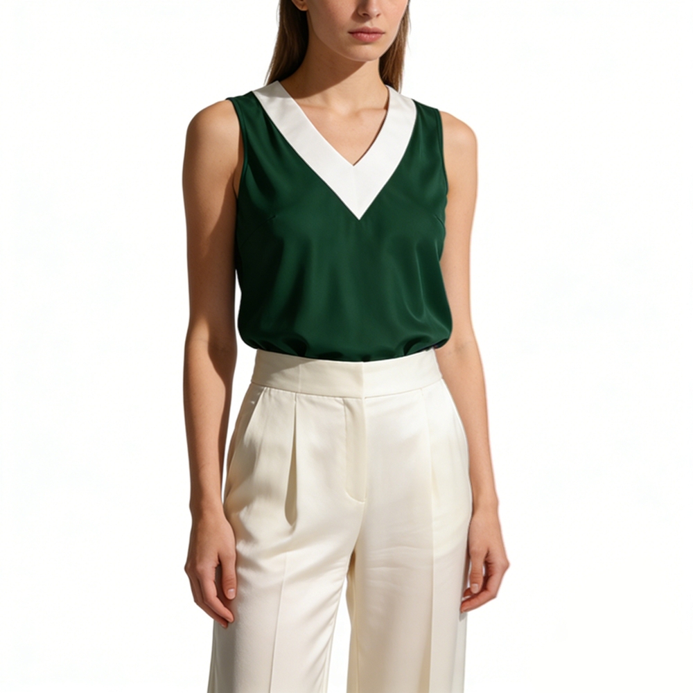 Silk V Neck Tank Tops