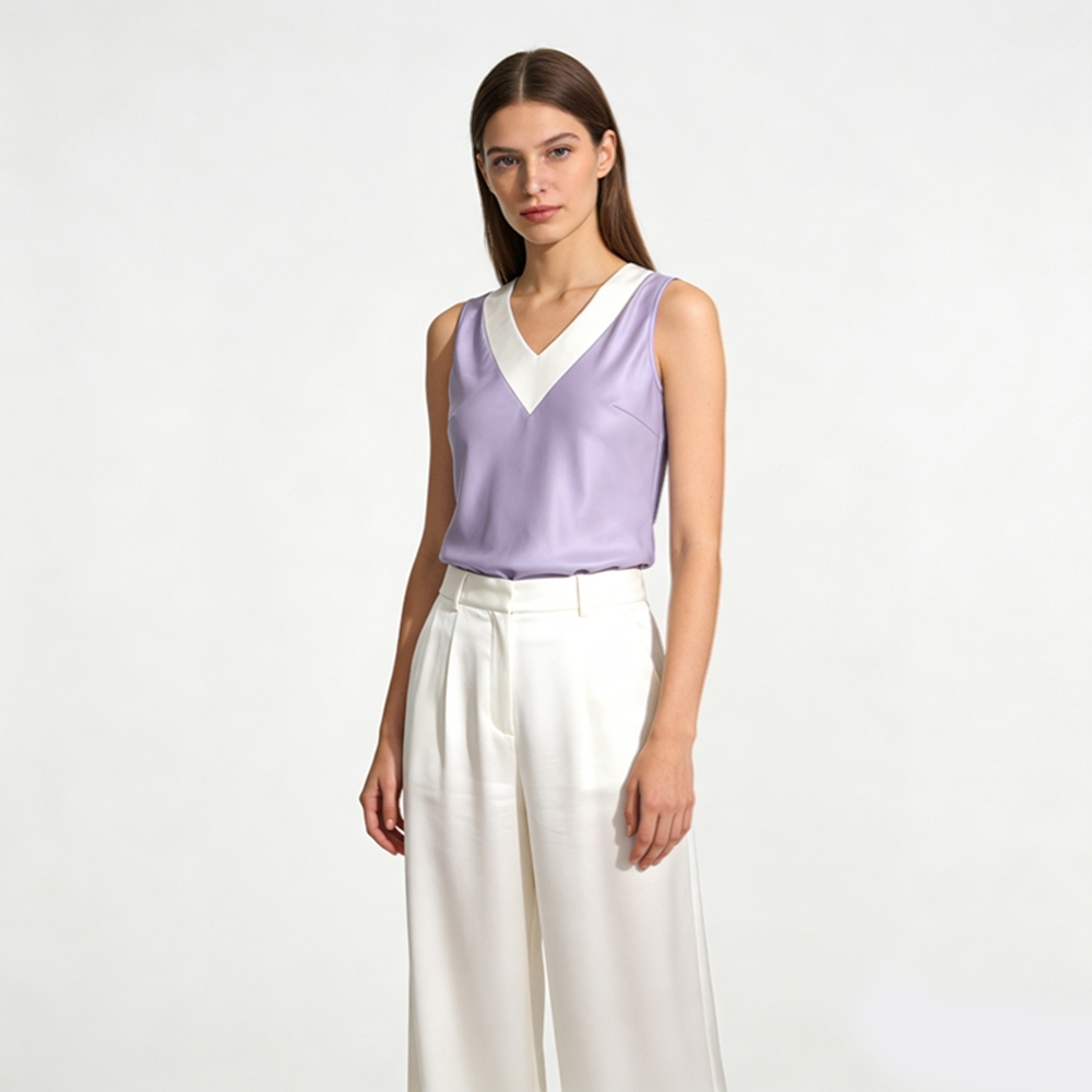 Silk V Neck Tank Tops