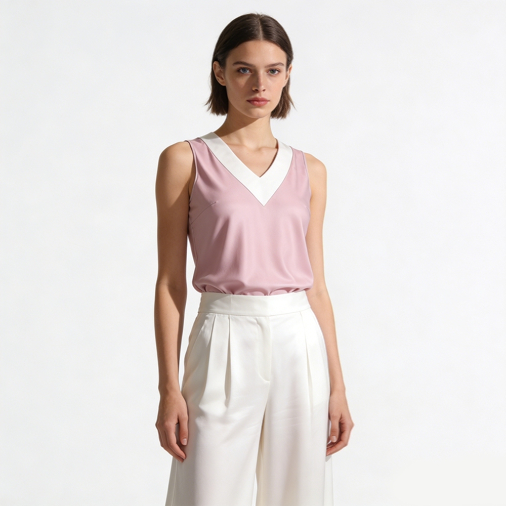 Silk V Neck Tank Tops