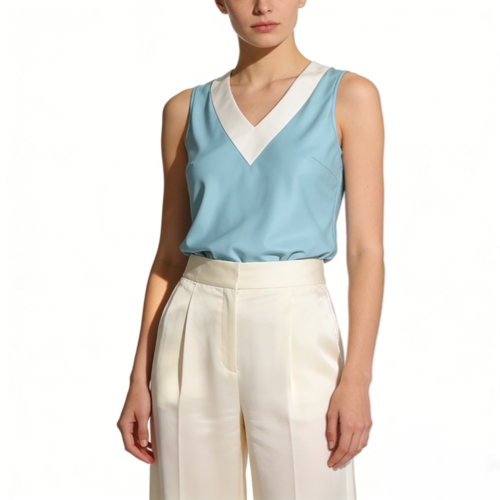 Silk V Neck Tank Tops