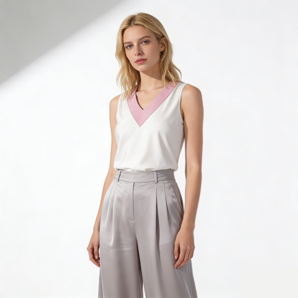 Silk V Neck Tank Tops