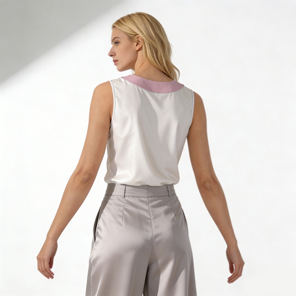 Silk V Neck Tank Tops
