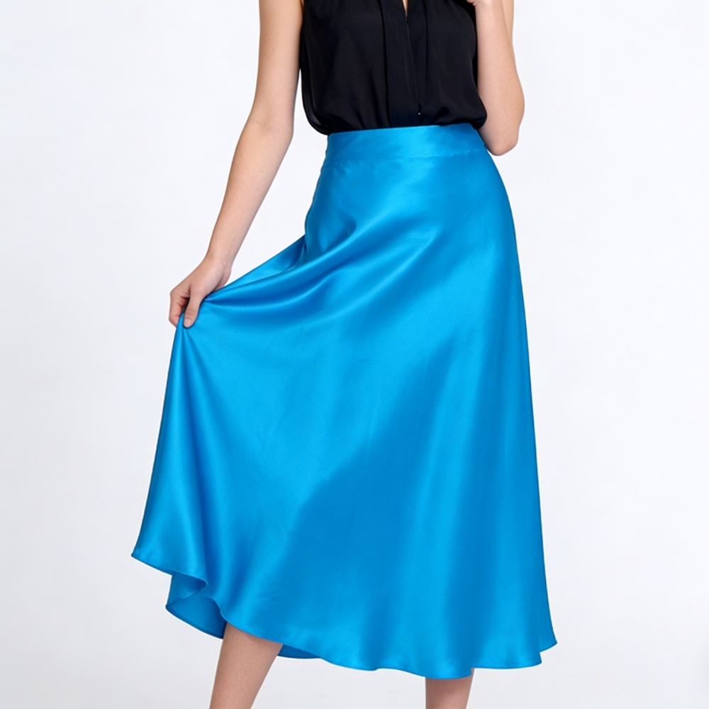 Women's 30 Momme Heavy Weight Mulberry Silk A line Bias Cut Long Skirt