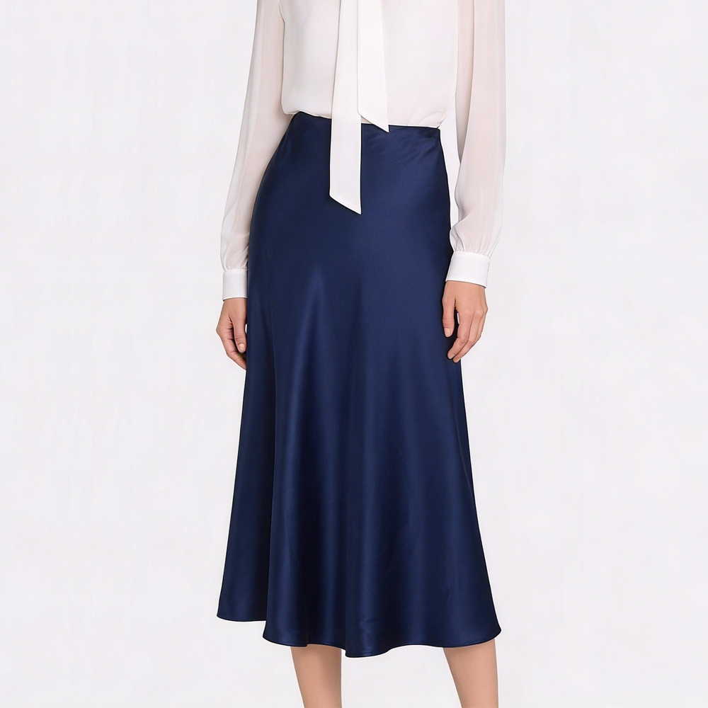 Women's 30 Momme Heavy Weight Mulberry Silk A line Bias Cut Long Skirt