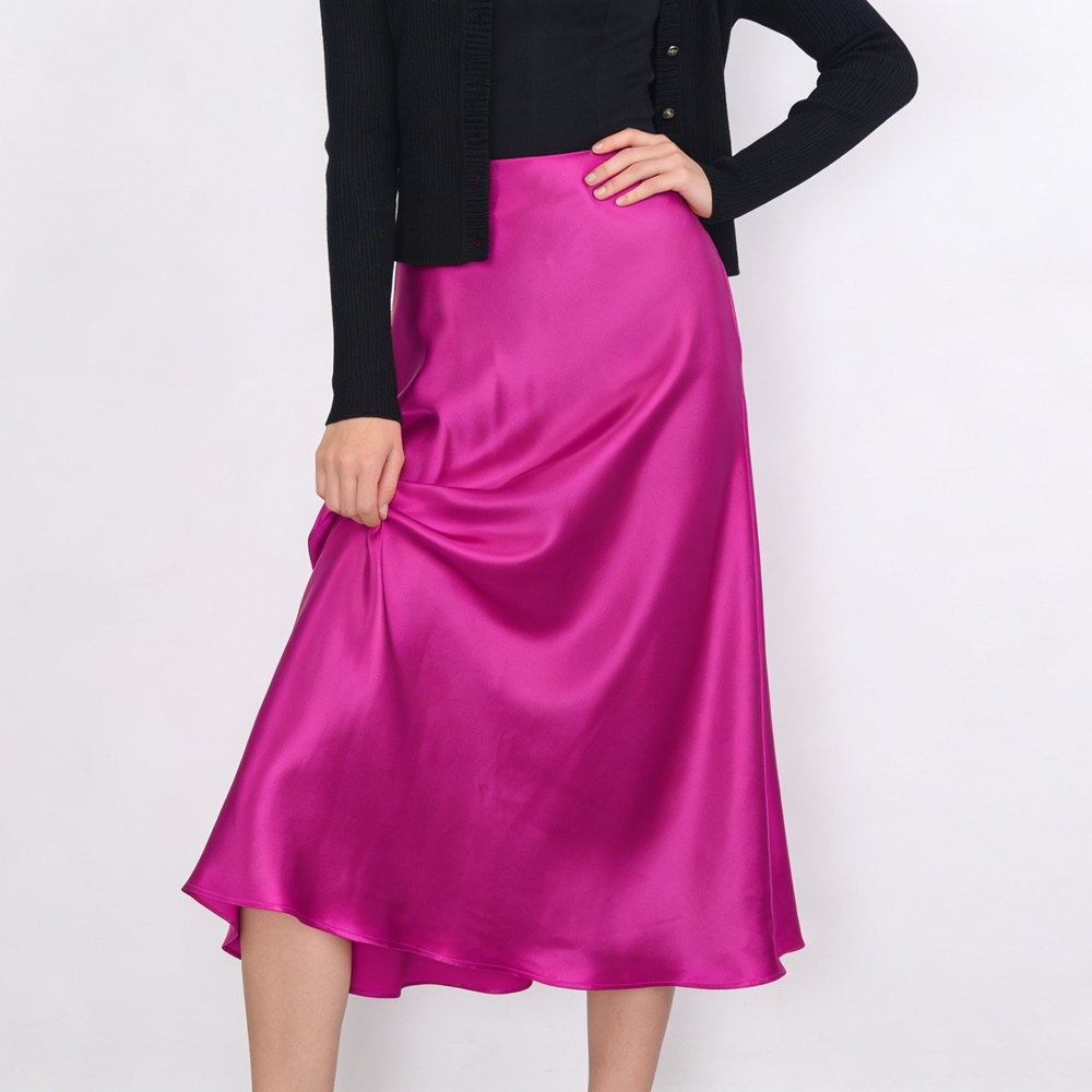 Women's 30 Momme Heavy Weight Mulberry Silk A line Bias Cut Long Skirt