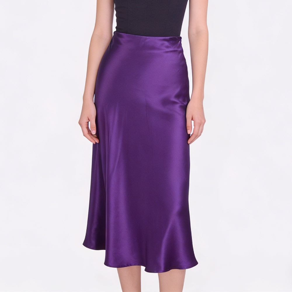 Women's 30 Momme Heavy Weight Mulberry Silk A line Bias Cut Long Skirt