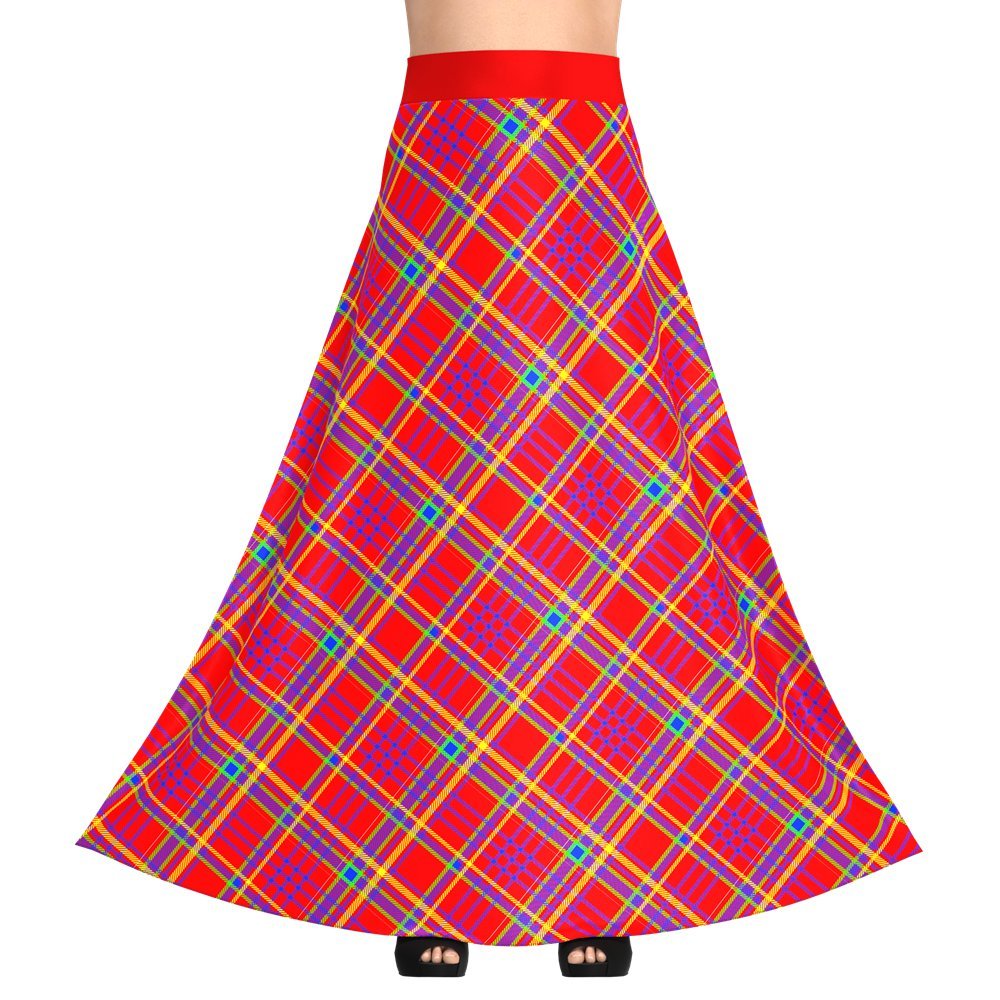 Silk Plaid Maxi Skirt