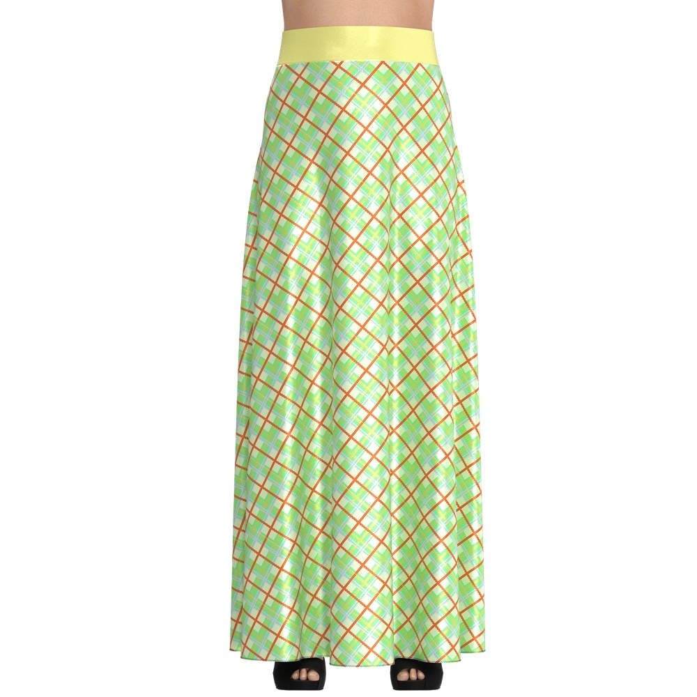 Silk Plaid Maxi Skirt