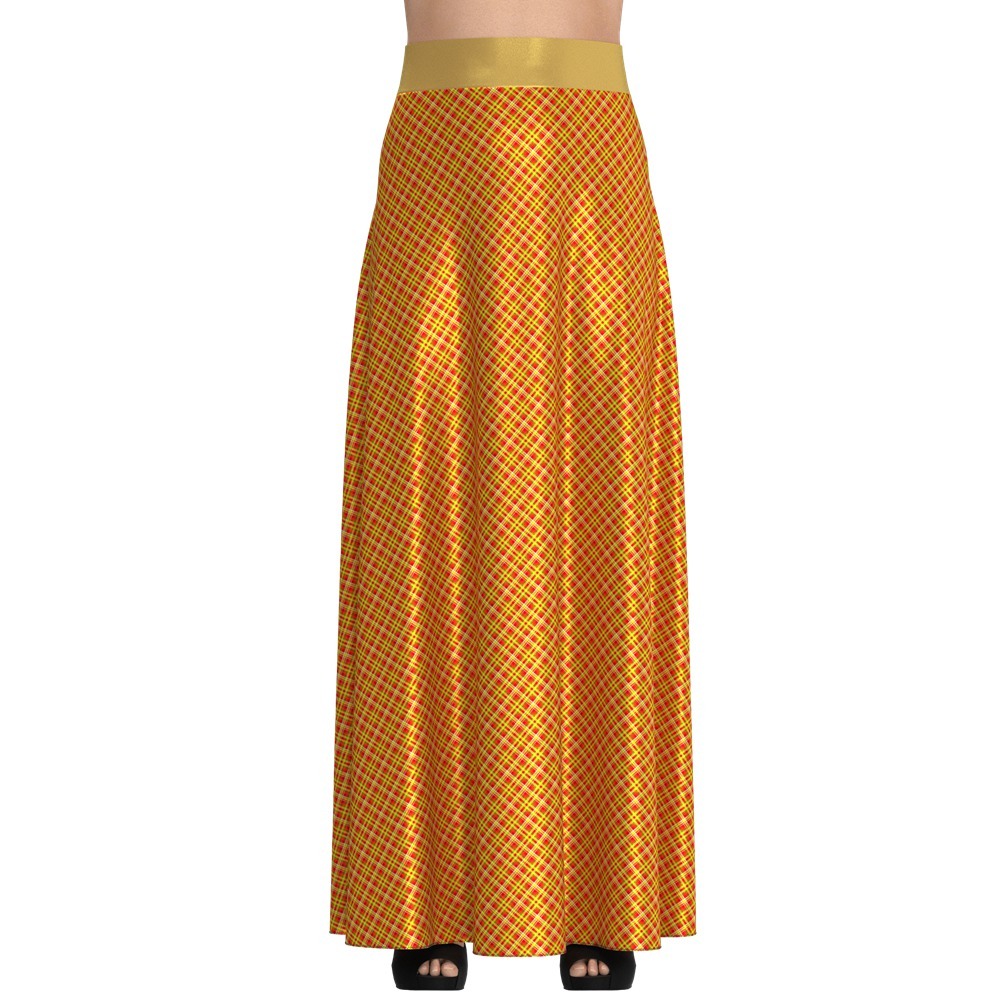 Silk Plaid Maxi Skirt