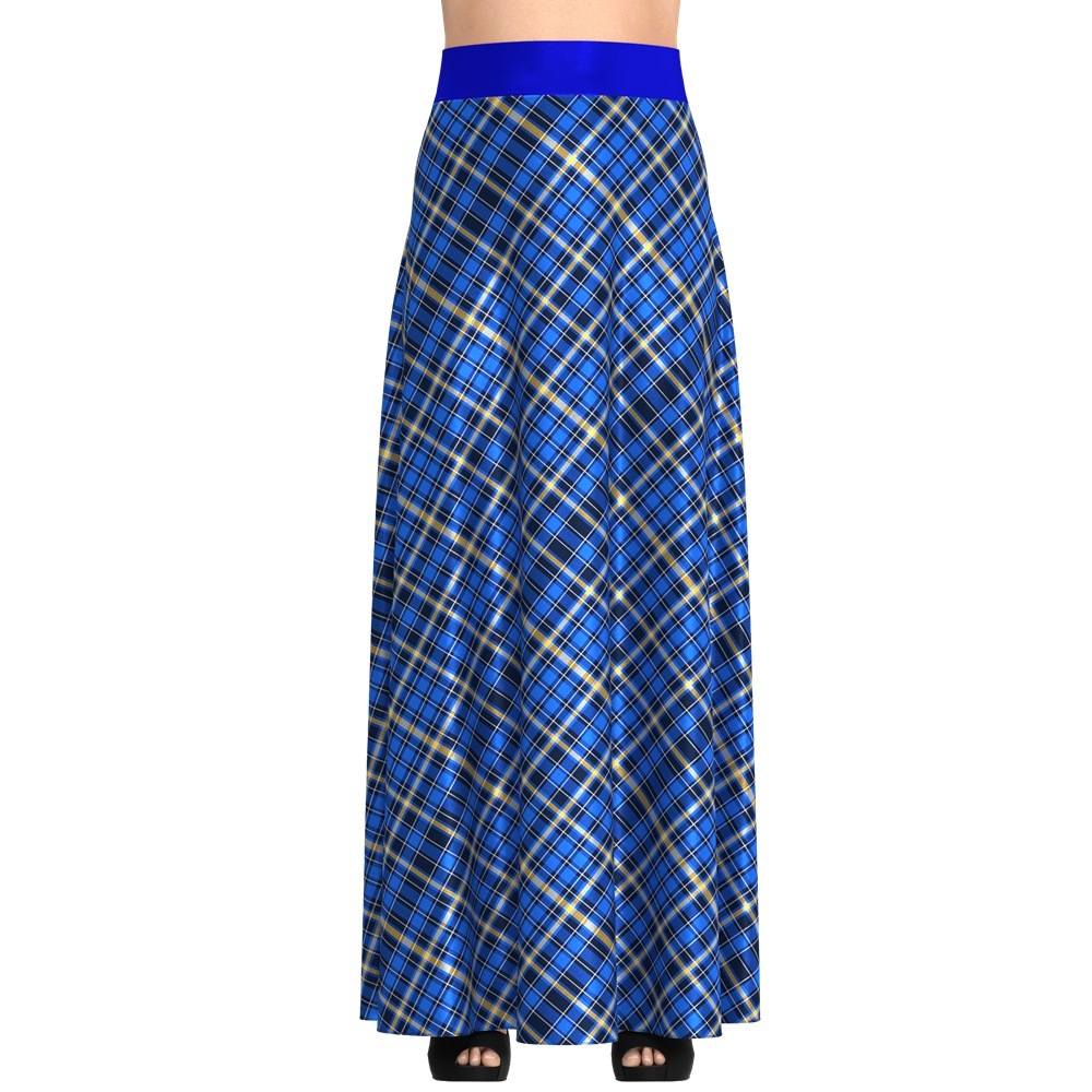 Silk Plaid Maxi Skirt