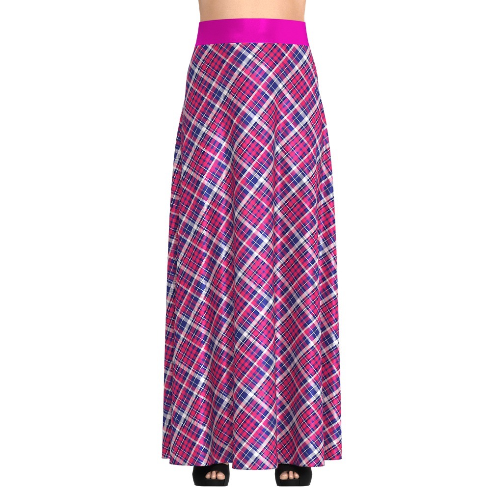 Silk Plaid Maxi Skirt