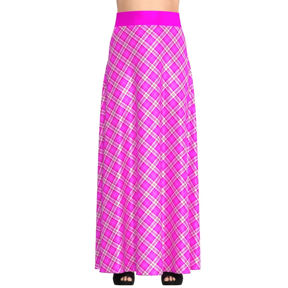 Silk Plaid Maxi Skirt