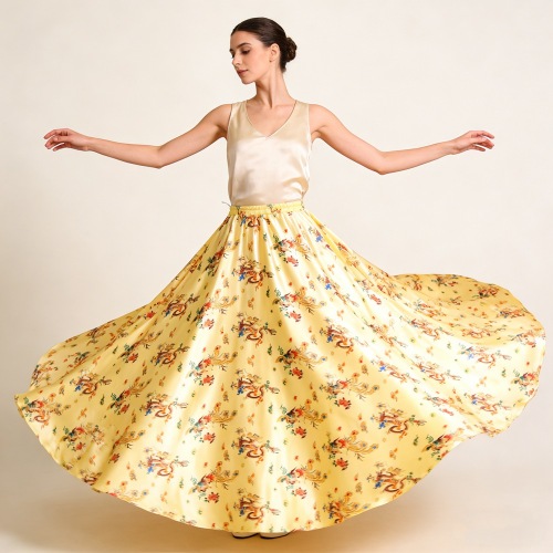 Women's 100% Mulberry Silk Charmeuse Full Circle Maxi Skirt