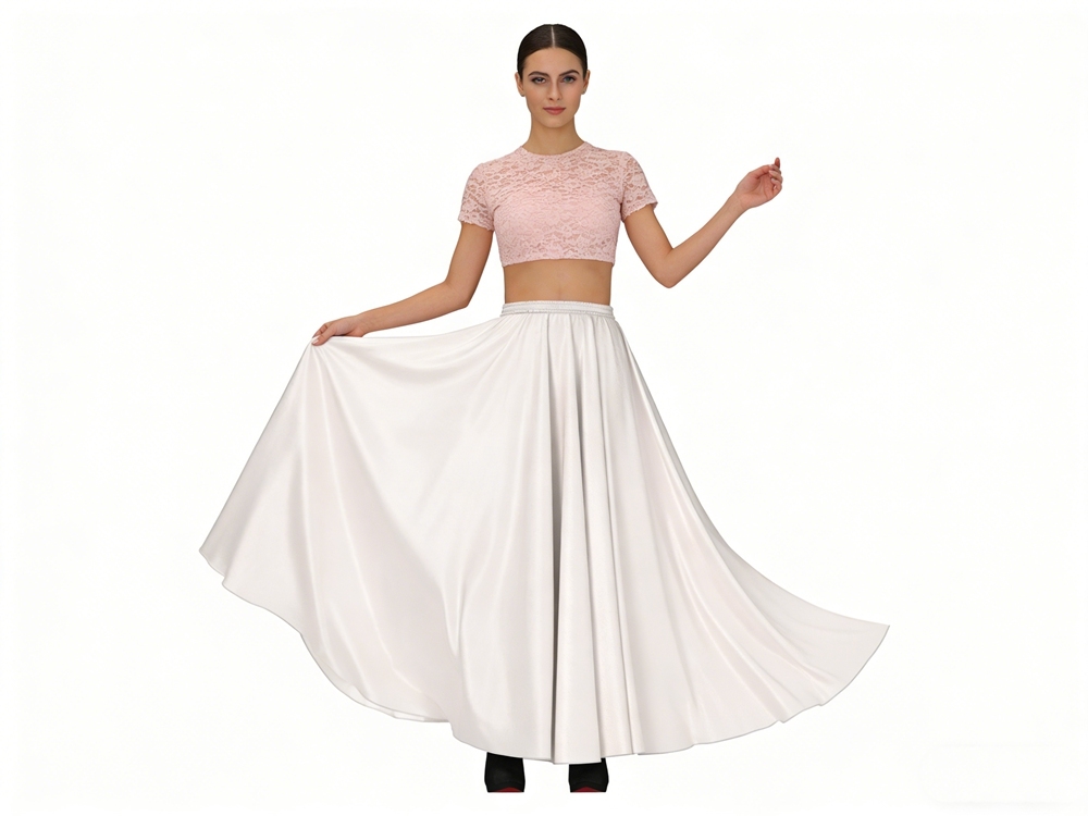 Women's 100% Mulberry Silk Charmeuse Full Circle Maxi Skirt