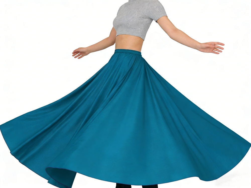 Women's 100% Mulberry Silk Charmeuse Full Circle Maxi Skirt