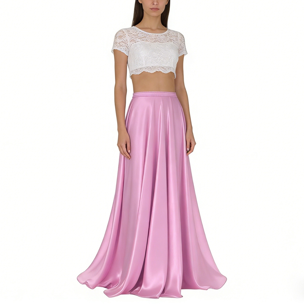 Women's 100% Mulberry Silk Charmeuse Full Circle Maxi Skirt