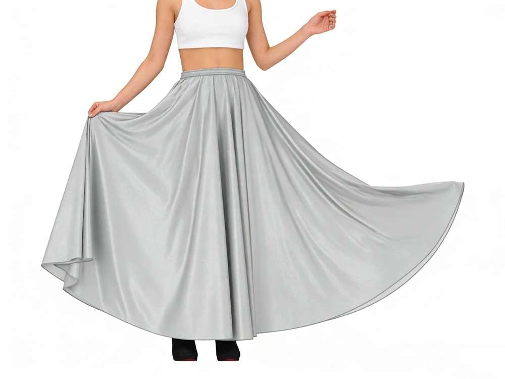 Women's 100% Mulberry Silk Charmeuse Full Circle Maxi Skirt