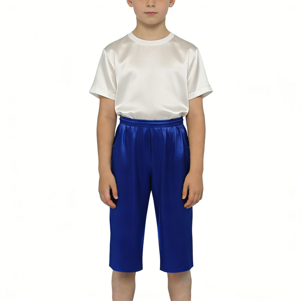 Boy's 100% Mulberry Silk Below Knee Shorts Size 7 8 10 12 14 Year Old