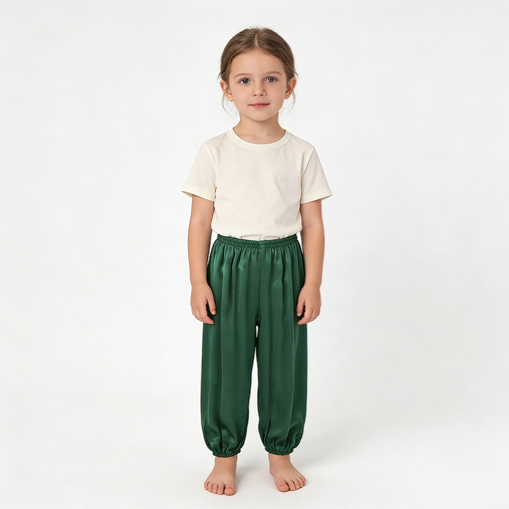 Kids 100% Mulberry Silk Jogger Pants Size 2 3 4 5 6 Year Old