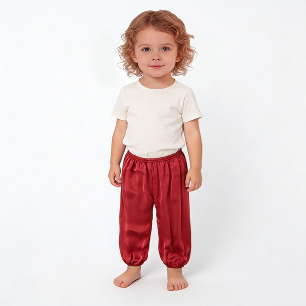 Kids 100% Mulberry Silk Jogger Pants Size 2 3 4 5 6 Year Old