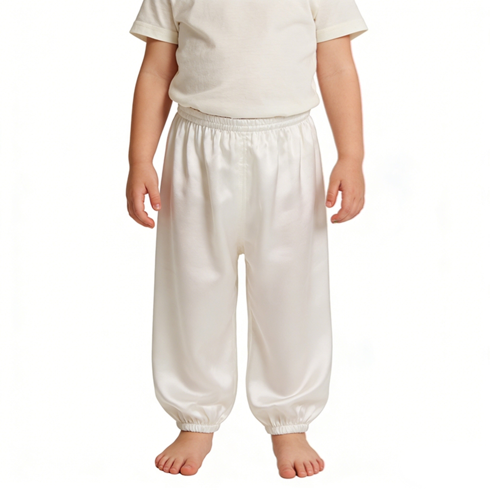Kids 100% Mulberry Silk Jogger Pants Size 2 3 4 5 6 Year Old