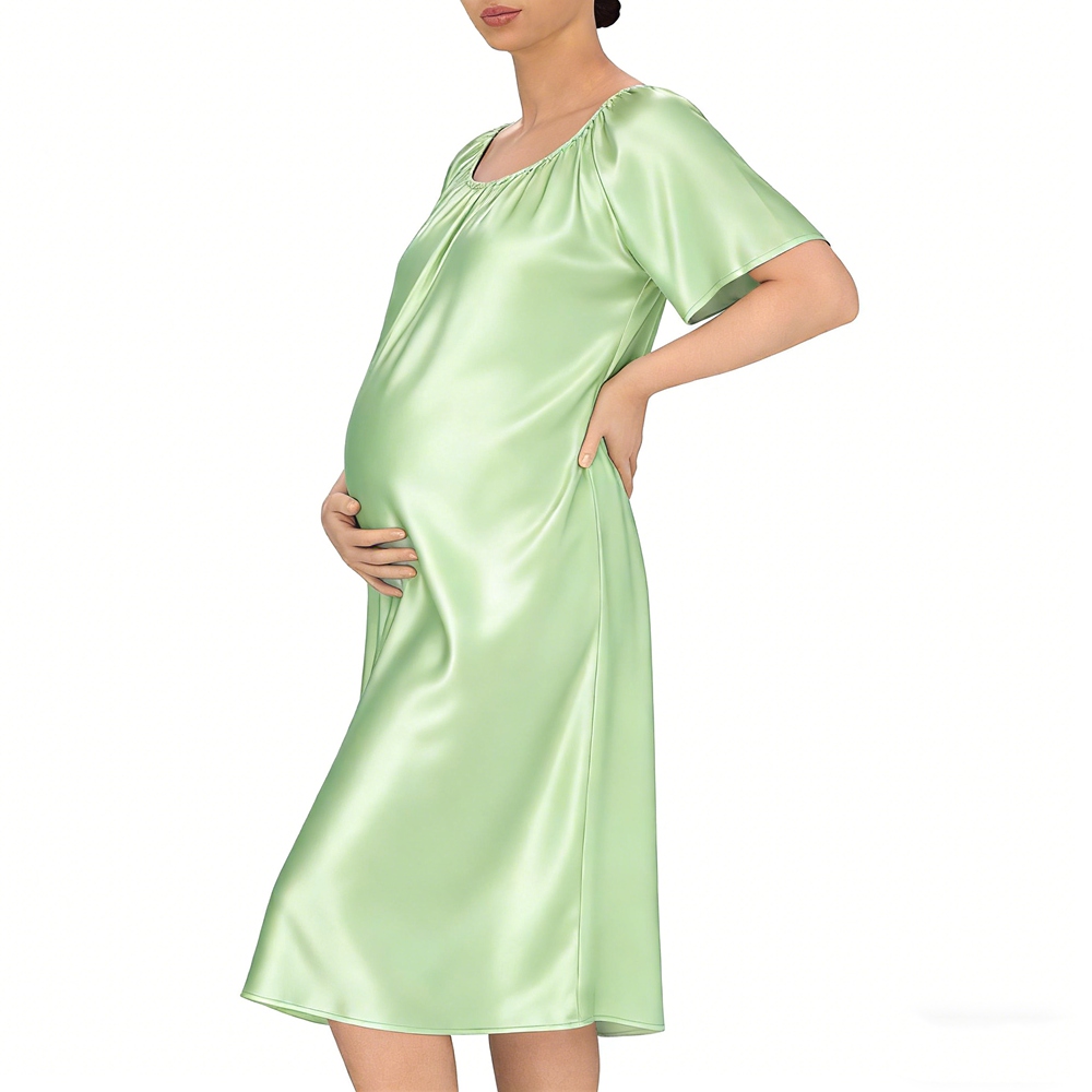 green silk maternity dress Wildflower Maternity Silk Unique Boho Dresses Plus size / mahogany main image 1