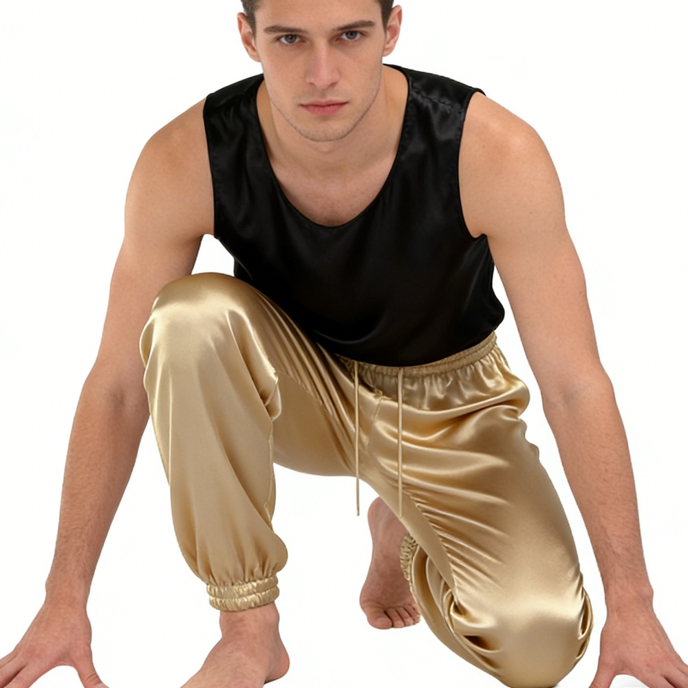 Men's 100% Mulberry Silk Jogger Pants
