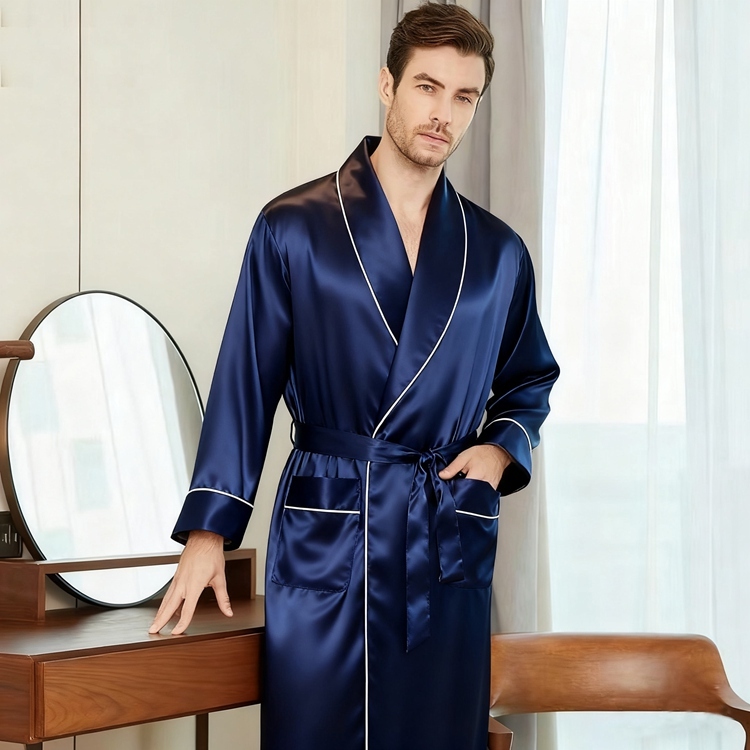 Men's Pure Mulberry Silk Long Robe