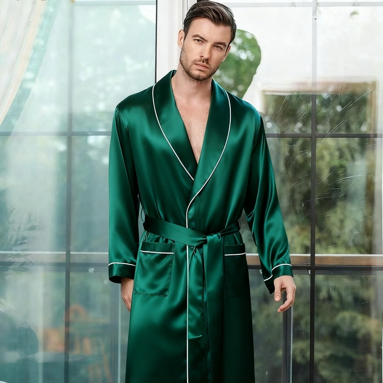 Men's Pure Mulberry Silk Long Robe